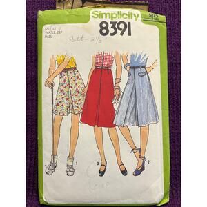 Simplicity 8391 Sewing pattern Culottes 1970s size 14